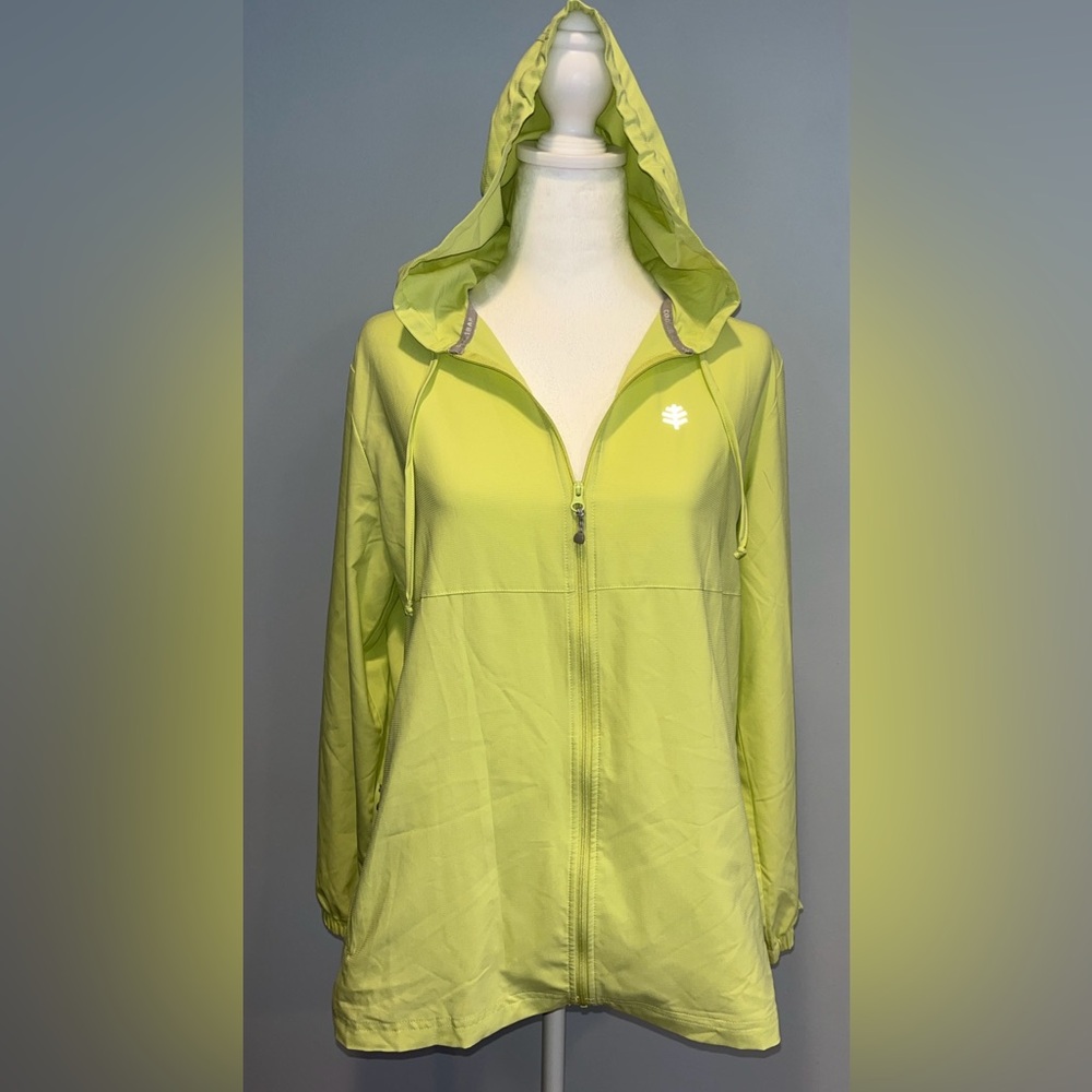Coolibar UPF 50 Zip Hoodie JACKET Women's Citrus Green Lightweight Pockets Sz. S